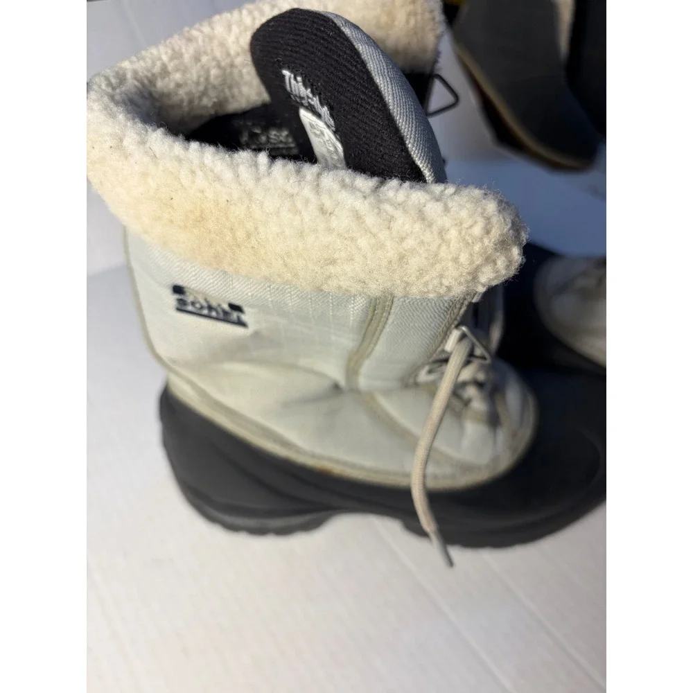 Sorel Cumberland Gray Black thinsulate Winter Snow Boots NL1436-009 Womens 8